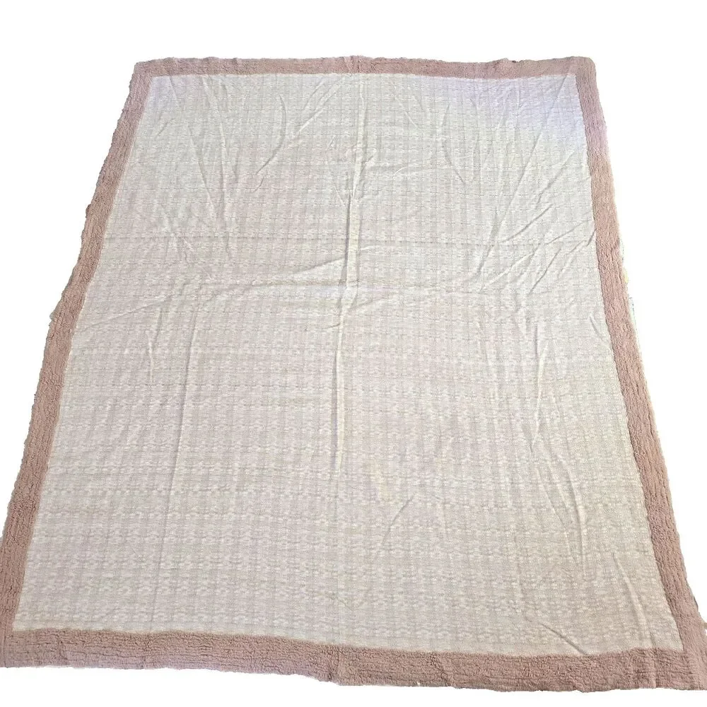 Vintage Chenille Throw 60x73 Mauve Peach Cottage Bedspread Small Blanket
